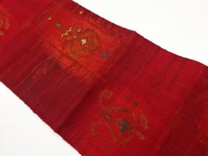 手織り紬抽象模様織出し名古屋帯